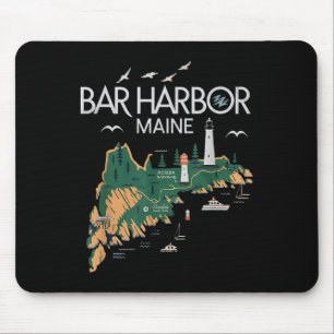 Beach Lighthouse Bar Harbour Maine Mouse Mat