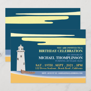 Beach Lighthouse, Birthday Party Invitation