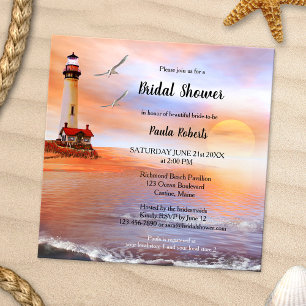Beach Lighthouse Bridal Shower Invitation