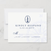 Beach Lighthouse | Nautical Wedding Navy RSVP