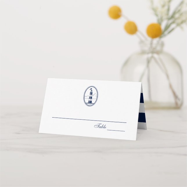 Beach Lighthouse | Nautical Wedding Place Card (Front)