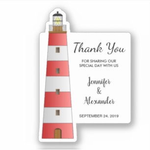 Beach Lighthouse Thank You wedding custom cut