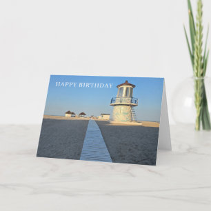 Beach lighthouse view birthday card