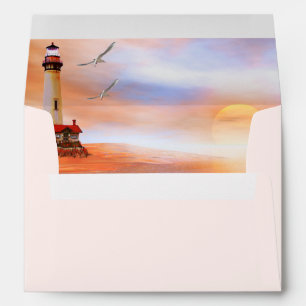 Beach Lighthouse Wedding Envelope