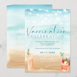 Beach lights cocktails Vaccination celebration Invitation