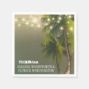 Beach Lights Palm Tree Tropical Wedding Napkins