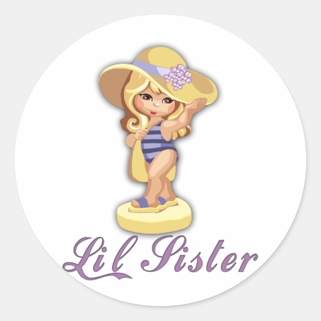 Beach Little Sister Classic Round Sticker (Front)