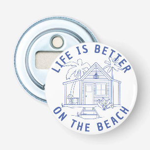 Beach living Coxy cabin Palms line drawing design Bottle Opener