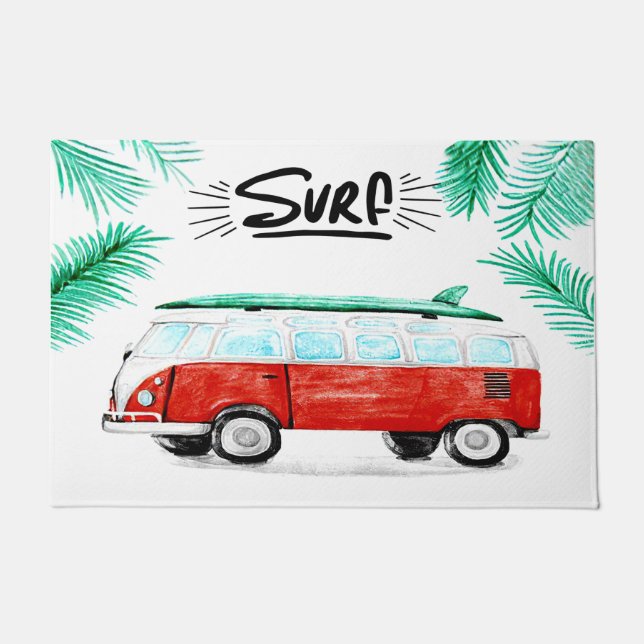 Beach Living Welcome Mat, Surf Doormat (Front)