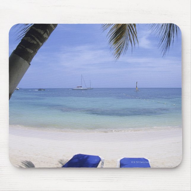 Beach, Lounge Chair, Palm tree, Horizon Over Mouse Mat (Front)