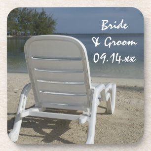 Beach Lounge Chair Wedding Coaster