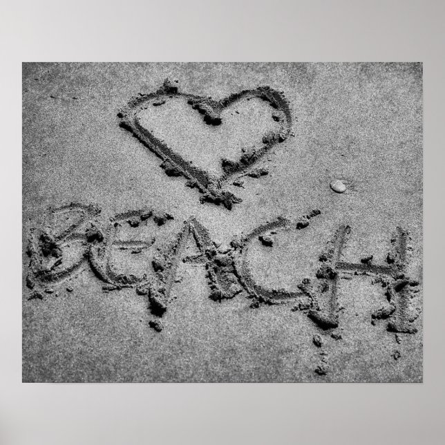 Beach Love Black and White Photographic Art Poster (Front)