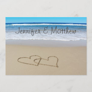 Beach Love Hearts wedding invitation