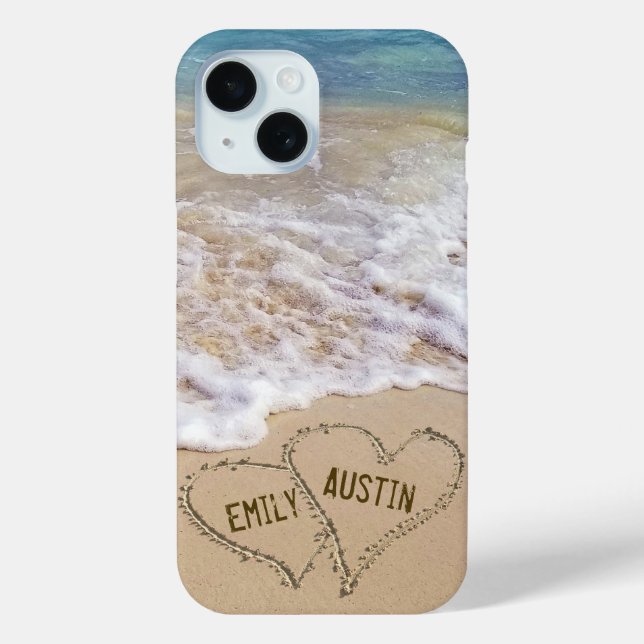 Beach Love Hearts With Names Case-Mate iPhone Case (Back)