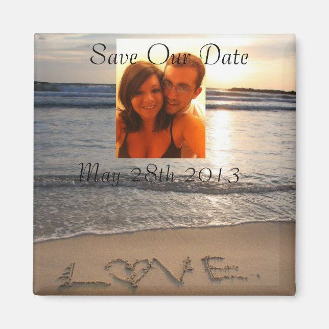 Beach Love Wedding Save the Date Personalise Magnet (Front)