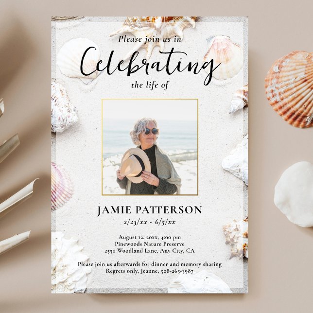 Beach Lover Celebration of Life Photo, Funeral Invitation (Creator Uploaded)