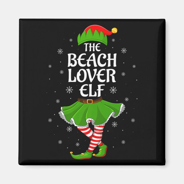 Beach Lover Elf Christmas Family Girls Women Elf S Magnet (Front)