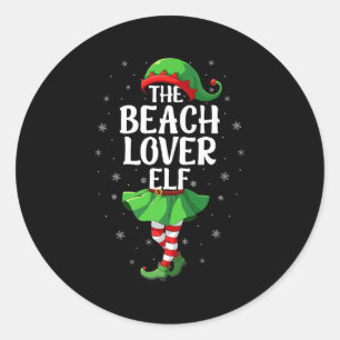 Beach Lover Elf Christmas Girls Women Elf Squad Xm Classic Round Sticker