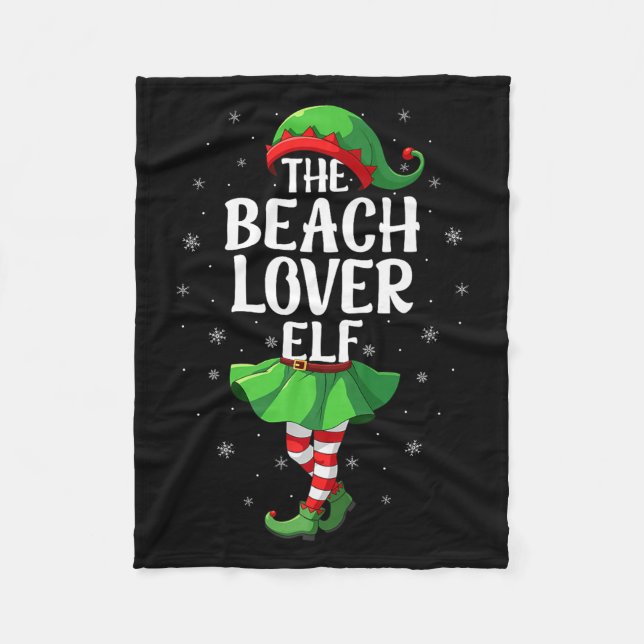 Beach Lover Elf Christmas Girls Women Elf Squad Xm Fleece Blanket (Front)