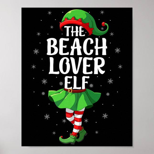 Beach Lover Elf Christmas Girls Women Elf Squad Xm Poster (Front)