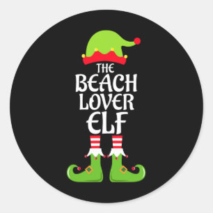 Beach Lover Elf Matching Family Group Christmas Pa Classic Round Sticker