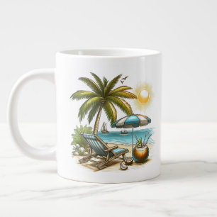 Beach lover large coffee mug