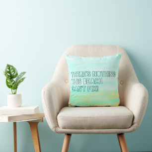 Beach Lover Quote Watercolor Typography Cushion