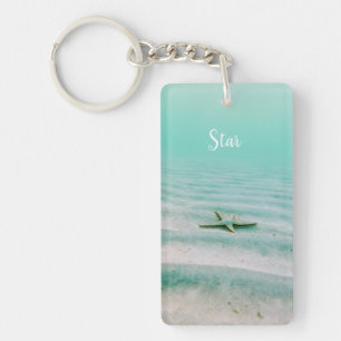 Beach Lover, Sea Green, Name Keychain