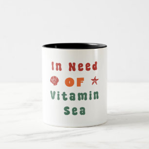 Beach Lover Summer Quote Retro Typography Art Two-Tone Coffee Mug