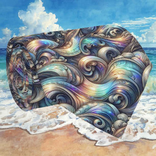 Beach Lovers Tie Holographic Ocean Waves Pattern