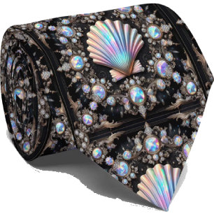 Beach Lovers Tie   Opal Diamond Seashell Pattern