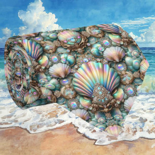 Beach Lovers Tie Opal Diamond Seashell Pattern