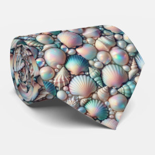 Beach Lovers Tie   Opal Iridecent Seashells 