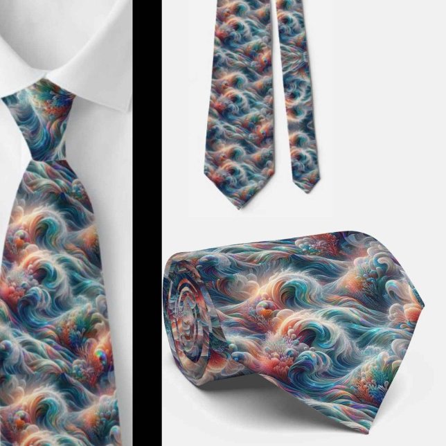 Beach Lovers Tie | Rainbow Ocean Coral Pattern (Creator Uploaded)