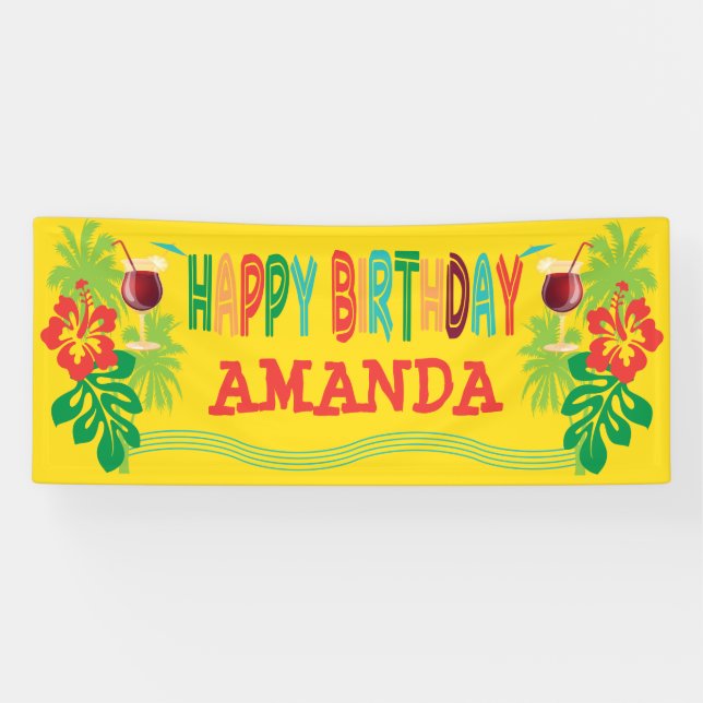 Beach Luau Birthday Party Banner (Horizontal)