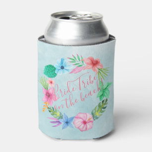 Beach luau blue pink tropical bachelorette weekend can cooler