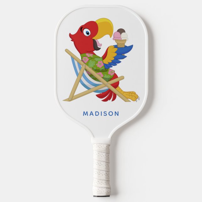 Beach Macaw custom name Pickleball Paddle (Front)