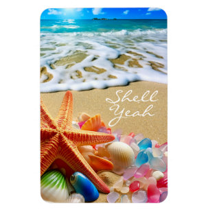 Beach Magnet with Seashells and Sea glass 