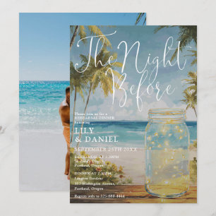 Beach Mason Jar Wedding Rehearsal Dinner Photo Invitation