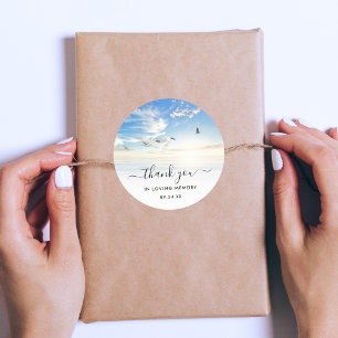 Beach Memorial Seaside Ocean Thank You Classic Round Sticker