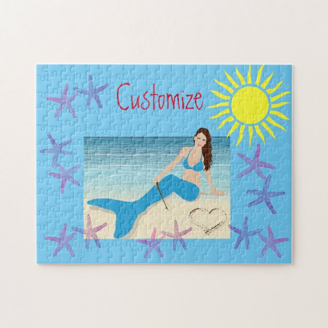 Beach Mermaid Sitting Thunder_Cove Jigsaw Puzzle (Horizontal)