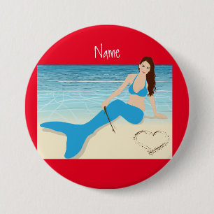 Beach Mermaid Valentine Thunder_Cove 7.5 Cm Round Badge