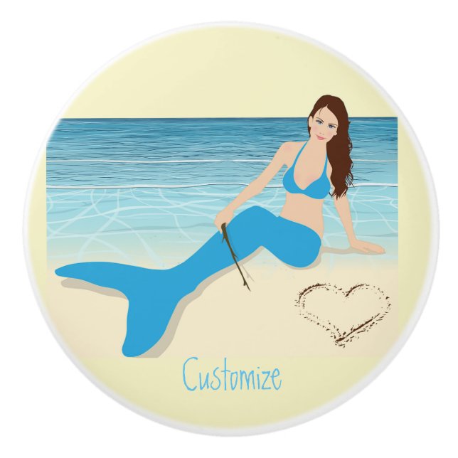 Beach Mermaid Valentine Thunder_Cove Ceramic Knob (Front)