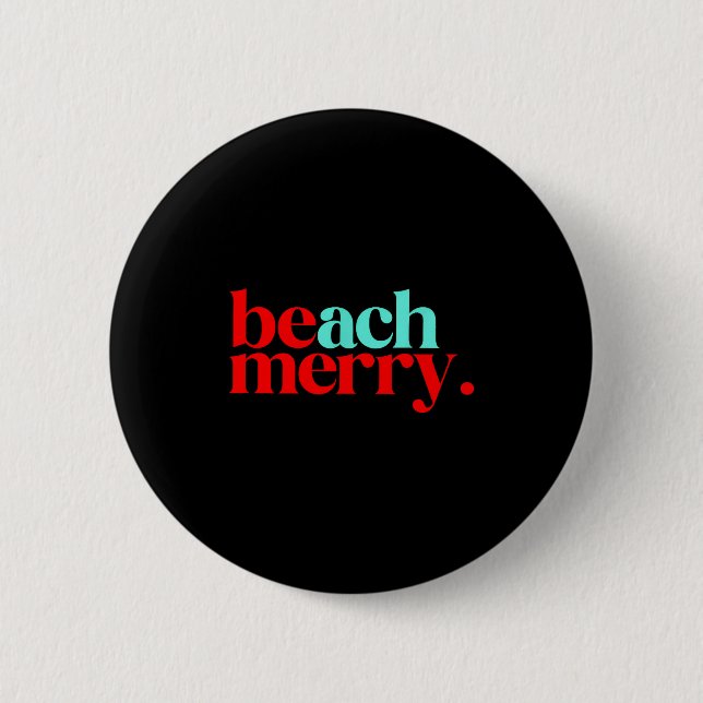 Beach Merry Christmas Funny  6 Cm Round Badge (Front)