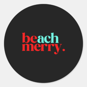 Beach Merry Christmas Funny Classic Round Sticker