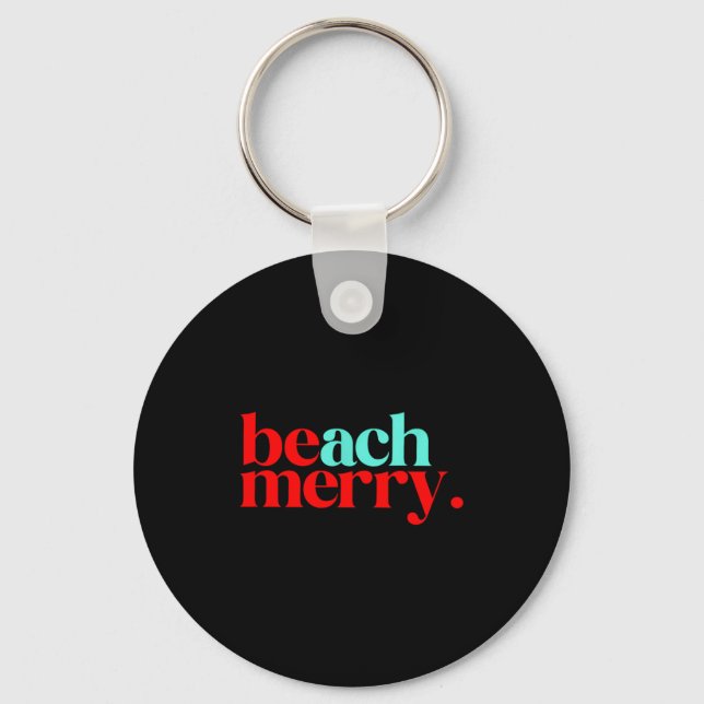 Beach Merry Christmas Funny  Key Ring (Front)