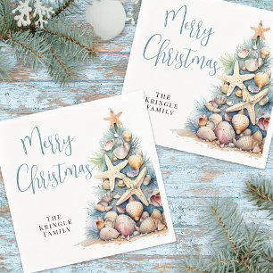 Beach Merry Christmas Party Napkin