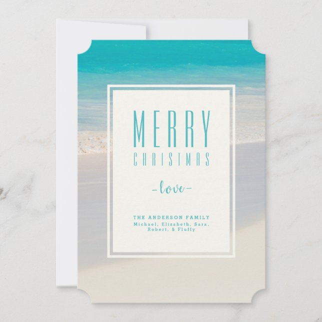 Beach "Merry Christmas" Personalised Holiday Card (Front)