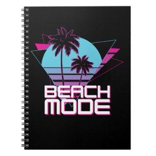 Beach Mode Retro Palm Trees Sunset Notebook