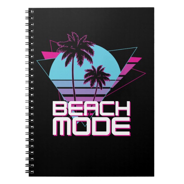 Beach Mode Retro Palm Trees Sunset Notebook (Front)